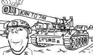 2soyjaks artillery badge bullet clothes driving ear gem glasses helmet howitzer iron_cross m110_howitzer military smile soy soyjak stubble tank text uniform variant:gapejak variant:impish_soyak_ears variant:wholesome_soyjak // 1024x600 // 39.0KB