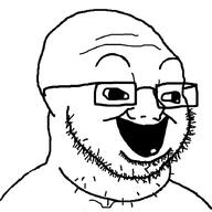 bald excited eyes fat gape glasses happy neck neckbeard obese one_tooth retard stubble tooth variant:fat_soyjak_glasses // 900x900 // 105.1KB