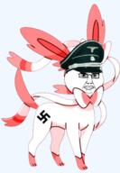animal animal_ears chud clothes germany hat nazism pokemon red_hair ribbon swastika sylveon variant:chudjakariant // 416x600 // 205.3KB