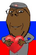 brown_skin cap clothes country flag glasses hand hat heart holding_object kolyma kuz russia smile soyjak stubble subvariant:wholesome_soyjak suit uniform variant:gapejak // 676x1021 // 113.8KB