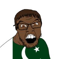 brown_eyes brown_hair brown_skin clothes country flag glasses hair open_mouth pakistan soyjak stubble variant:feraljak // 1500x1500 // 41.4KB