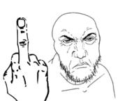 angry frown meta:low_resolution middle_finger punisher_face soyjak stubble variant:feraljak // 747x567 // 154.6KB