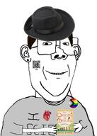 arm atheism book brown_hair charles_darwin clothes ear earring fedora glasses hair hand hat heart holding_book holding_object i_love i_love_science nose_piercing nose_ring progress_pride_flag qr_code science smile soyjak subvariant:protestantjak tattoo tshirt // 1479x2077 // 1.0MB