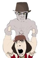 2soyjaks ahegao arm brown_eyes brown_hair buff closed_mouth clothes ear fallout fallout_4 glasses hair hand hat leg meta:pornographic_content nsfw open_mouth penis piper_wright robot sex stubble subvariant:muscular_chud traced variant:chudjak variant:cobson video_game white_skin yellow_eyes // 1442x2118 // 426.4KB