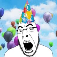 animated balloon clothes excited glasses hat open_mouth party_hat stubble variant:cobson // 360x360 // 1.5MB