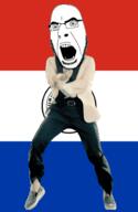 angry animated country dance flag full_body gangnam_style glasses irl open_mouth paraguay soyjak stubble variant:cobson // 300x460 // 508.2KB