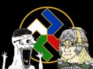 arm clothes eyes_popping glasses hair hand hands_up hearts_of_iron hoi4 hyperborea nazism open_mouth soyjak stubble subvariant:waow swastika the_new_order tno tongue variant:soyak wojak yellow_teeth // 1079x808 // 807.3KB