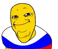 arm closed_mouth clothes country flag russia smile soyjak tshirt variant:el_perro_rabioso yellow yellow_skin yoba_face // 777x666 // 54.2KB