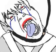 a_(4chan) accelerator anime blood choker crying hair hanging necklace red_eyes rope science soyjak toaru toaru_majutsu_no_index tongue variant:bernd white_hair // 768x718 // 304.9KB