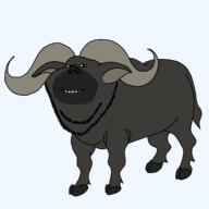 animal buffalo ear full_body hooves horn smile soyjak stubble tail variant:impish_soyak_ears // 1600x1600 // 77.9KB