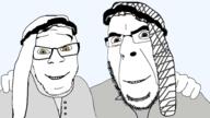 2soyjaks arab friendship glasses hand happy keffiyeh looking_at_you smile soyjak stubble template thob variant:cobson variant:feraljak // 1920x1080 // 432.9KB
