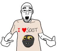 2soyjaks arm clothes deformed ear glasses grey_skin hand heart open_mouth pointing smile soot soot_colors soyjak soyjak_party stubble subvariant:emmanuel subvariant:wholesome_soyjak tshirt variant:gapejak variant:shirtjak // 618x558 // 64.8KB