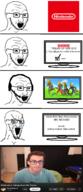 angry bloodshot_eyes comic computer crying glasses headphones nintendo open_mouth pointcrow say_word_money_stolen soyjak stretched_mouth stubble the_legend_of_zelda variant:soyak video_game youtube // 608x1409 // 436.5KB
