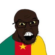 black_skin cameroon clothes country flag glasses open_mouth small_eyes soyjak stubble variant:feraljak // 1500x1500 // 32.2KB