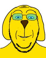animal closed_mouth dog glasses janny smile soyjak stubble subvariant:gapejak_front variant:gapejak yellow_skin // 500x622 // 57.1KB