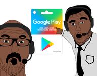2soyjaks arm brown_skin clothes glasses google google_play hand headphones india indian mustache necktie open_mouth pointing soyjak stubble suit variant:two_pointing_soyjaks // 1012x800 // 222.9KB