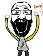 beard clothes excited glasses hair hand hands_up happy open_mouth pickle_rick rick_and_morty soy soyjak soylent variant:science_lover // 453x583 // 68.4KB