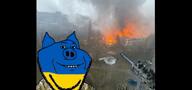 animated country ear fire flag friendly_fire hohol irl_background licking_lips pig smile soyjak stubble ukraine variant:impish_soyak_ears video wink winking // 600x282, 2.2s // 50.9KB
