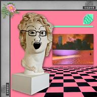 album_cover floral_shoppe glasses music open_mouth soyjak statue vaporwave variant:classic_soyjak vektroid // 1200x1200 // 1.4MB