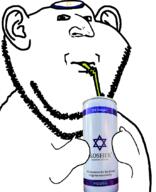 closed_mouth clothes drinking ear energy_drink hair hat jewish_nose judaism kippah nose sip star_of_david straw stubble variant:impish_soyak_ears // 688x846 // 173.0KB