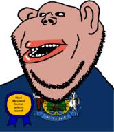 amerimutt award black_sclera brown_skin clothes ear flag flag:maine liberal libtard lips maine moose mutt open_mouth soyjak state stephen_king stubble subvariant:impish_amerimutt text united_states variant:impish_soyak_ears // 685x793 // 102.4KB
