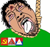 blood bloodshot_eyes communism cpp crying dead filipino glasses hair hanging ndf npa open_mouth philippines rope soyjak stubble suicide variant:bernd // 768x719 // 109.9KB