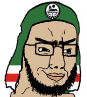beard chechen chechnya closed_mouth clothes flag glasses hat smile smug soyjak variant:chudjak white_skin // 482x538 // 59.5KB