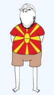 arm closed_mouth clothes country flag full_body glasses leg macedonia shorts smile soyjak stubble tshirt variant:gapejak // 580x1020 // 40.9KB