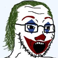 batman_(series) clown dc_comics face_paint glasses green_hair hair joker_(2019) joker_(dc) open_mouth soyjak stubble variant:soyak // 660x660 // 325.8KB