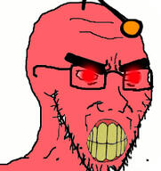 antenna clenched_teeth fixme_thumbnail glasses glowing_eyes red_eyes red_skin reddit soyjak stretched_mouth stubble thick_eyebrows variant:classic_soyjak yellow_teeth // 221x234 // 51.8KB
