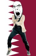 angry animated country dance flag gangnam_style glasses open_mouth qatar soyjak stubble variant:cobson // 300x460 // 503.4KB