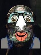art bald beard earless edit face_only facial_hair glasses head_only irl joey lips mask mosaic mustache nose oh_my_god_she_is_so_attractive sculpture smile soyjak stubble variant:israeli_soyjak // 375x500 // 74.1KB