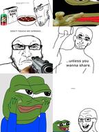 5soyjaks anon apu box can cereal closed_mouth comic fingerboy firearm frog frown glasses gun hand hands_up holding_gun holding_object holding_pistol mask meta:tagme pepe pistol punisher_face smile soda soyjak sproke stubble text variant:a24_slowburn_soyjak variant:gapejak variant:markiplier_soyjak variant:unknown weapon // 3000x4000 // 4.9MB