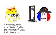 2soyjaks blue circlejak closed_mouth clothes coal concerned country crown democracy flag france french_revolution guillotine hat history king red smile soyjak text variant:classic_soyjak variant:impish_soyak_ears // 1728x1069 // 386.7KB