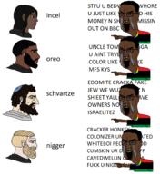 beard black_skin clothes crying gay girl glasses hat incel_tears jewish_nose judaism nigger nordic_chad pan_african pointing side_profile text variant:chudjak white_skin woman wordswordswords // 1300x1421 // 613.9KB