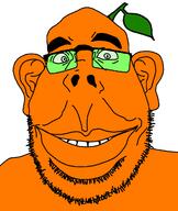 closed_mouth ear food froot fruit glasses grin orange orange_skin smile stubble variant:obsjak // 1030x1222 // 57.4KB