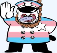badge black_lives_matter clothes crying fist full_body hand hat mustache open_mouth police rope soyjak stubble tongue tranny utubetrollspolice variant:bernd yellow_teeth // 800x736 // 120.7KB