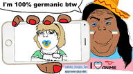 anime blond brown_skin clothes fact flag hair hand hat i_love larp map_(pedophile) mexcrement name_tag nigger painted_nails pedophile phone satoko_houjou(namefag) soybooru soyjak speech_bubble subvariant:soylita text tranny variant:alicia variant:gapejak // 2218x1237 // 991.2KB