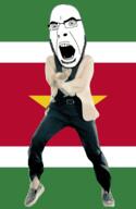 angry animated country dance flag full_body gangnam_style glasses irl open_mouth soyjak star stubble suriname variant:cobson // 300x460 // 503.6KB