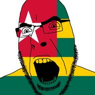 angry country flag glasses open_mouth soyjak stubble togo variant:cobson // 721x720 // 25.4KB