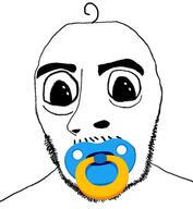 baby deformed mustache oh_my_god_she_is_so_attractive pacifier soyjak stubble subvariant:gerald variant:cobson // 550x595 // 111.7KB