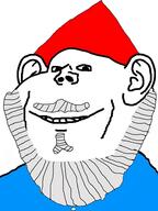 beard blue_shirt clothes ear gnome hat looking_at_you mustache smile soyjak teeth variant:impish_soyak_ears // 2392x3200 // 1.7MB