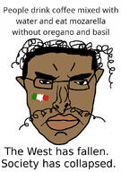 brown_skin closed_mouth flag glasses hair italy lips nose subvariant:chudjak_front the_west_has_fallen variant:chudjak // 750x1064 // 158.0KB