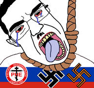 bloodshot_eyes christianity chud country crying cyrillic_text ear fascism flag glasses hair hanging nazism open_mouth orthodox_christianity russia soyjak subvariant:chudjak_front suicide swastika text variant:chudjak z_(russian_symbol) // 768x719 // 217.0KB