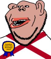 alabama amerimutt award black_sclera brown_skin clothes ear flag flag:alabama lips mississippi mutt open_mouth soyjak state stubble subvariant:impish_amerimutt text united_states variant:impish_soyak_ears // 685x793 // 67.3KB