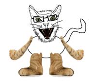 animal cat cat_ear feline full_body green_eyes open_mouth soyjak stubble subvariant:feral_meowjak variant:feraljak whisker // 800x700 // 266.1KB