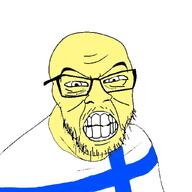 angry clenched_teeth country finland flag glasses mustache small_eyes soyjak stubble variant:feraljak wrinkles yellow_skin // 1024x1024 // 107.6KB