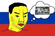 country flag hair nsfw russia soyjak stubble thought_bubble variant:chudjak yellow_skin // 1200x800 // 254.1KB