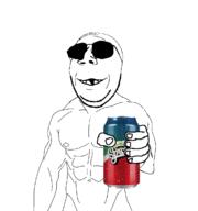 arm buff can deformed giving glasses hand holding_object smile soyjak sproke stubble sunglasses variant:wholesome_soyjak // 1096x1171 // 113.4KB