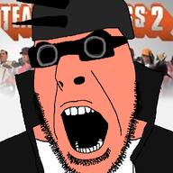 angry clothes glasses madcap open_mouth orange_skin soyjak stubble team_fortress_2 variant:cobson // 512x512 // 100.1KB